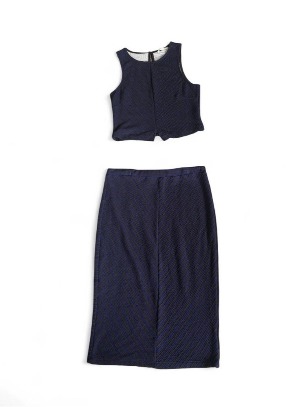 Lush Navy Blue Sleeveless Two-Piece Skirt Set